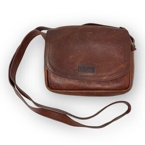 Duluth Trading Co Brown Pebble Leather Crossbody Shoulder Bag Purse